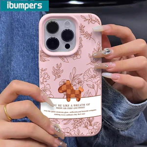 Ibumpers Ốp Điện Thoại Thanh Lịch Hoa Dòng Nghệ Thuật Nâu Ngựa Miếng Dán Màu Hồng Silicon Mềm Chống Sốc Vỏ Cho iPhone 11 12 13 14 15 16 17 Pro Max IP Plus