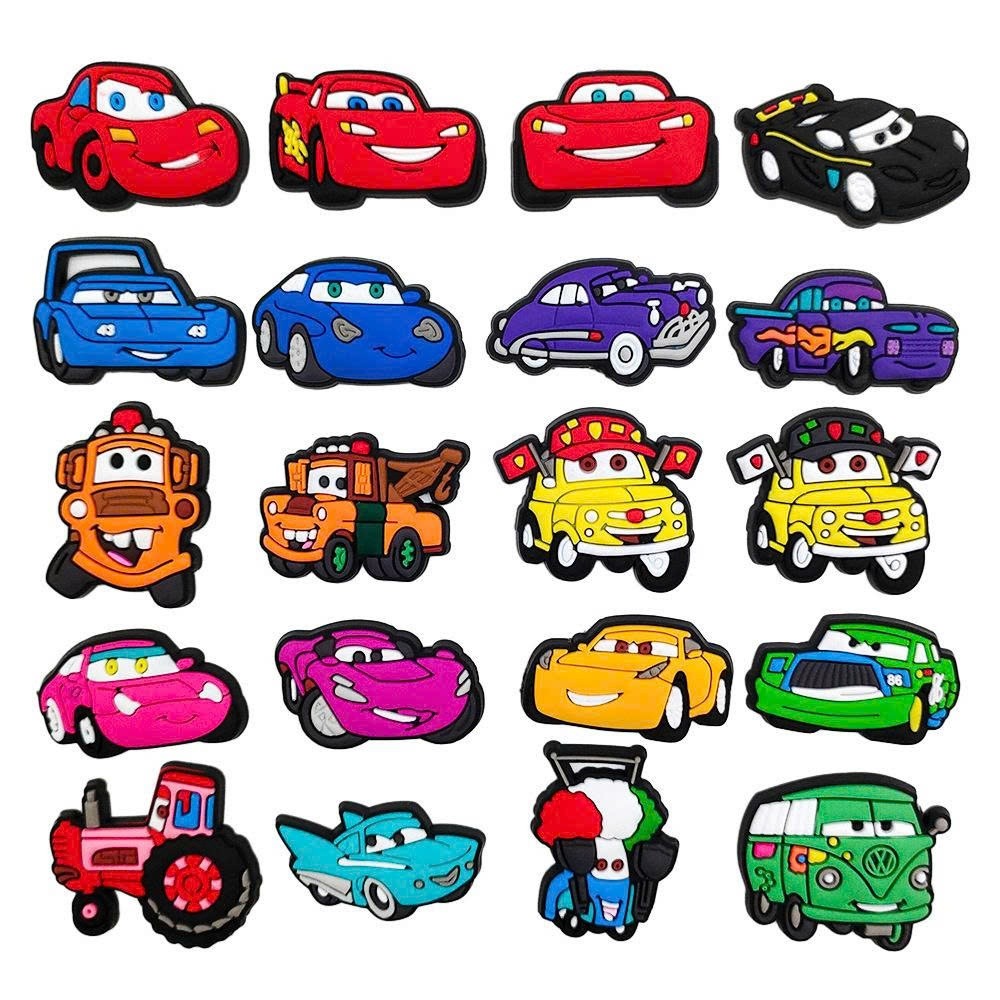 Charm gắn dép : Xe hơi họạt hình - Full bộ 20 chi tiết siêu hot hit- sẵn nút gắn - Charm oto gắn dép- Sticker oto