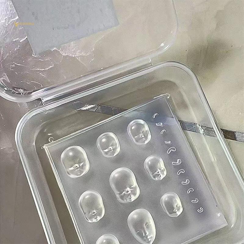 MUQV 1 Chiếc Hoạt Hình Mặt Người Búp Bê 3D Khuôn Silicon Khắc Móng Nghệ Thuật Trang Trí Thời Trang