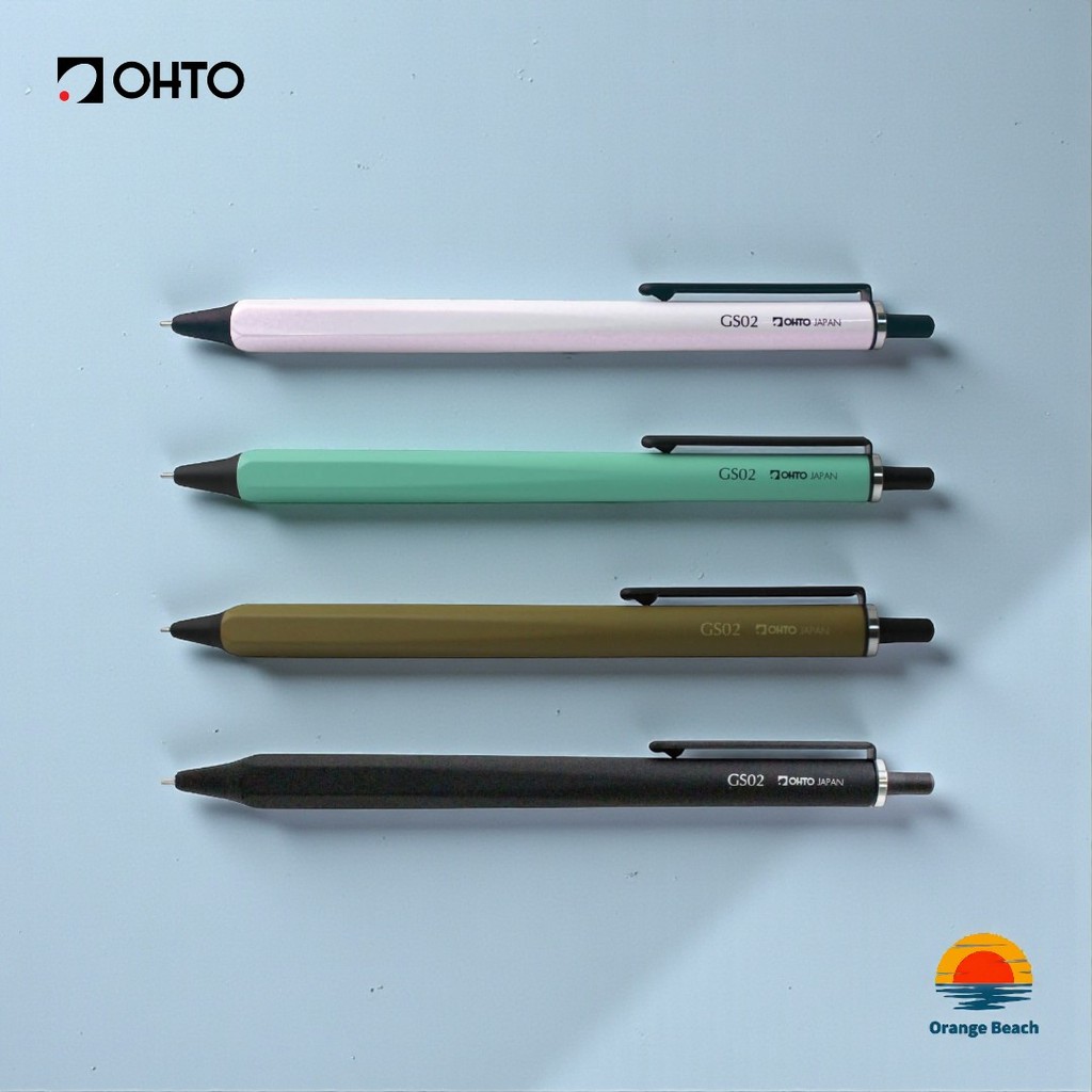OHTO Roller Gel GS02/0.5mm/Than Nhom Hybrid/Bi SiC/Refill Parker G2/Muc Gel Kho Nhanh/8 Mau