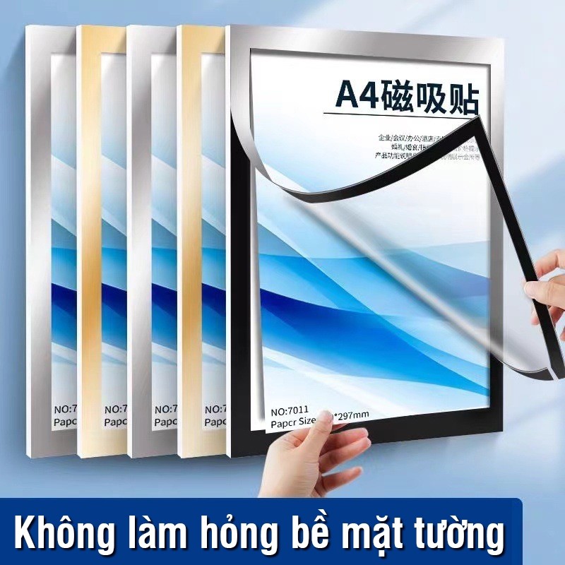 Khung Ảnh Nam Châm Chuyên Dụng Văn Phòng, Khung Đựng A4/A3 Treo Tường Trưng Bày Chứng Chỉ Và Giấy Phép Kinh Doanh