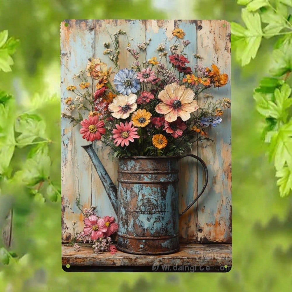 CIFbuy Vintage Hoa Kim Loại Trang Trí Tường Chống Thấm Nước Mộc Mạc Trang Trại Ngoài Trời Sân Vườn Tường Nghệ Thuật Ký