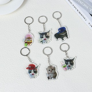 Thanh toán khi nhận hàng móc khóa hình mèo ganci Meme/Móc khóa hình mèo ngộ nghĩnh Acrylic 2 mặt in UV akmal