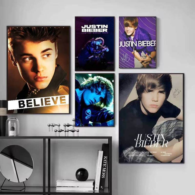 Justin Bieber Ca Sĩ Canvas Poster Nghệ Thuật Treo Tường Cho Phòng Cafe Trang Trí Nhà