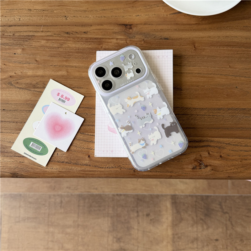 IPhone 17 Pro max 16 Pro max Laser Hearted Cat pattern Chất liệu TPU Vỏ điện thoại xử lý IMD