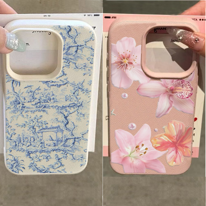 Ốp Lưng Samsung Galaxy A31 A30 A20 A33 A15 A16 A14 A12 5G F12 A11 A10 A10S Sang Trọng Da PU Hồng Hoa Lily Mềm Mờ Bao