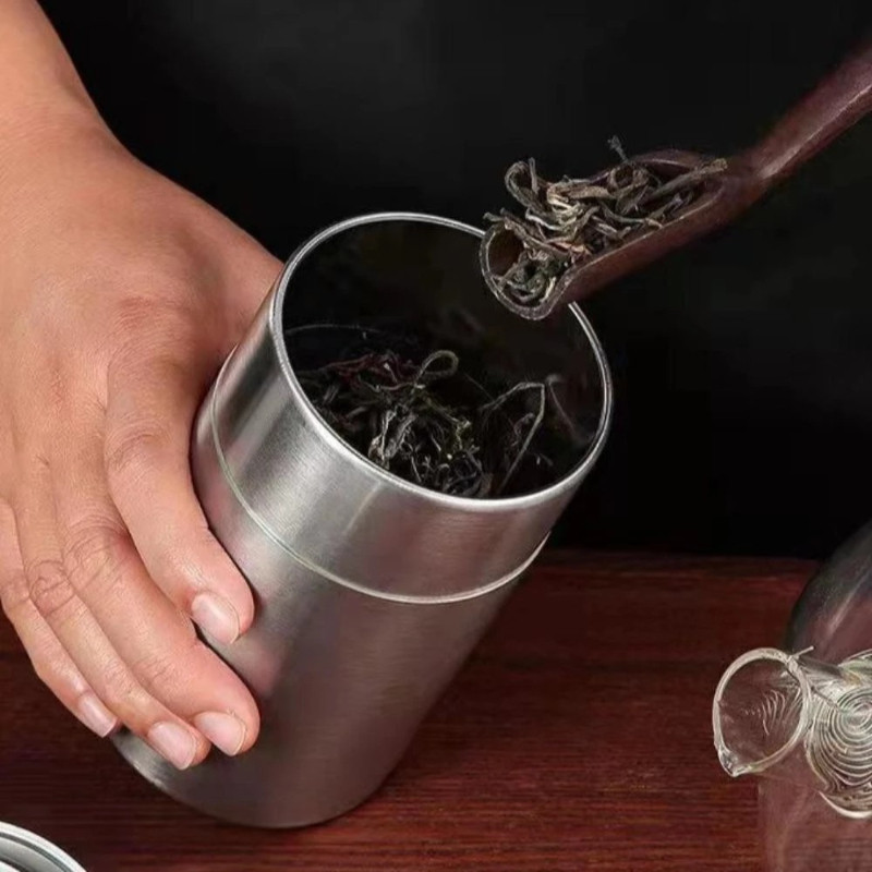 Hộp Inox Đựng Trà 304-Thiết Kế 2 Lớp Chống Ẩm, Dùng Đựng Matcha, Cà Phê.Tiện Lợi Mang Theo Du Lịch