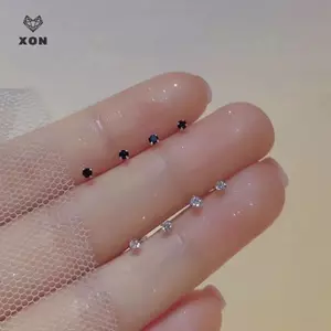 1 Đôi Bông Tai Zircon Mini Hợp Thời Trang Dành Cho Nữ Bé Gái Hình Học Hàng Ngày Bông Tai Nhỏ Xương Tai Phụ Kiện Trang Sức Móng Tay [Mina]