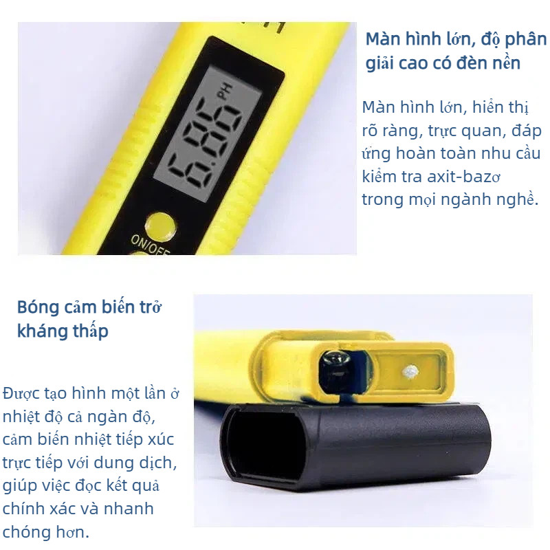 Bút Đo PH Cao Cấp - Tự Động Hiệu Chuẩn ,  Pin Thay Được, Kiểm Tra Nước Bể Cá & Nước Uống Gia Đình