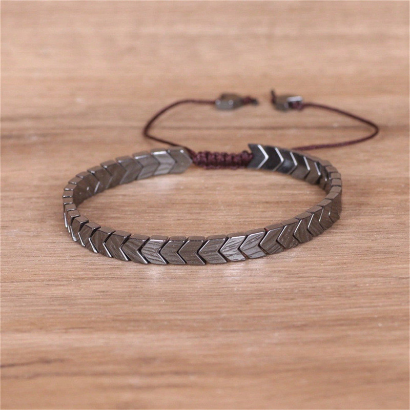 Retro Ba Màu Gallstone Mũi Tên Punk Handmade Đen Gallstone Vòng Tay Nữ
