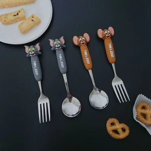 Mèo Và Chuột Chính Hãng Được Ủy Quyền 304 Thìa Inox Đũa Tom Jerry Hoạt Hình Bộ Đồ Ăn Di Động 26.3.4