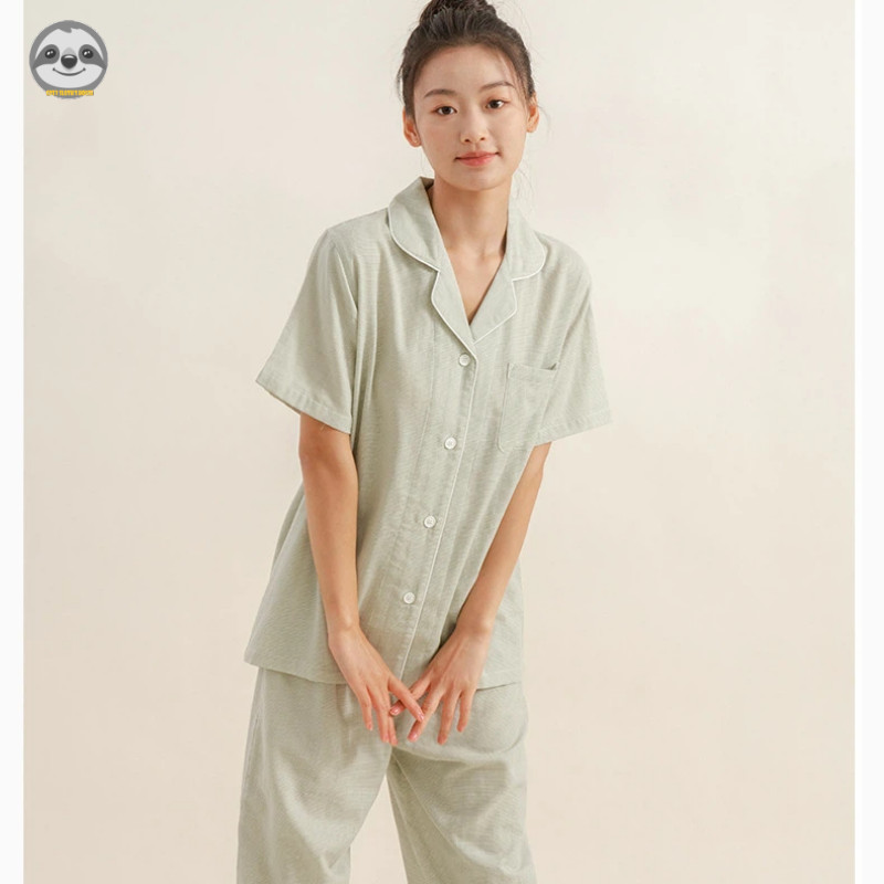 Áo thun nữ phong cách Nhật Bản từ bông nguyên chất mịn lưới, hai lớp