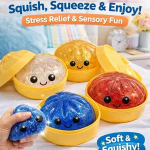 Đồ chơi bóp bánh bao pha lê đầy màu sắc Mô phỏng Buns sáng bóng Squishes Quả bóng căng thẳng Phục hồi chậm Đồ chơi cảm giác saixit2vn
