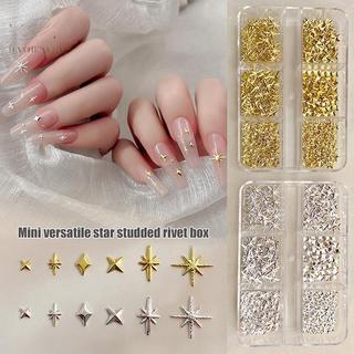 [hatheaven] 6 Lưới Kim Loại Vàng Bạc Móng Tay Nghệ Thuật Kim Cương Giả Trang Trí Làm Móng Tay Quyến Rũ Flatba Starburst Pentagram Ngọc Phụ Kiện Móng Tay Đẹp