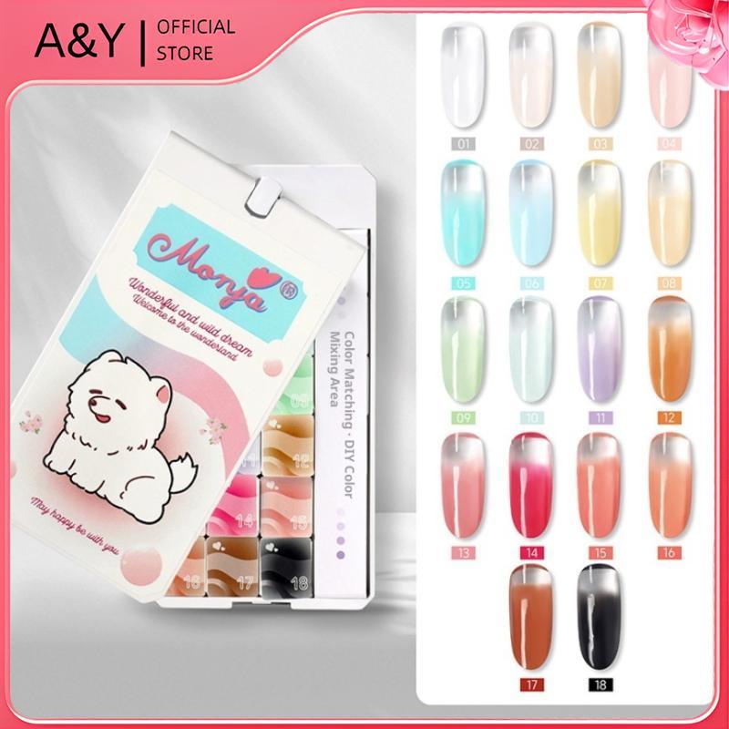 A & Y 6 / 18 Màu Tranh Thạch Cao Gradient Sơn Móng Tay Patting Keo Smudge Đóng Hộp Độ bão hòa cao Keo Sơn Móng Tay Bán Trơn Phổ Biến DIY Nail Art Trang Trí Salon.