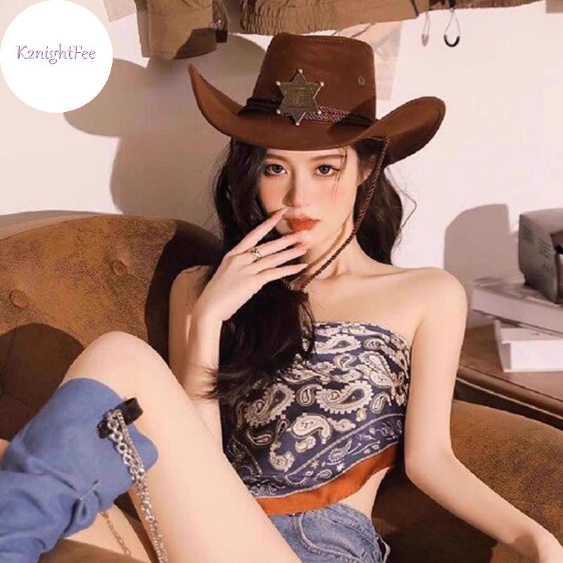K2nightFee Mũ Cao Bồi Phương Tây Có Ngôi Sao Ba Dây Màu Cà Phê 56-58cm Flat Top Rộng Vành Chống Nắng Hoạt Động Ngoài Trời Cho Nam Nữ VN
