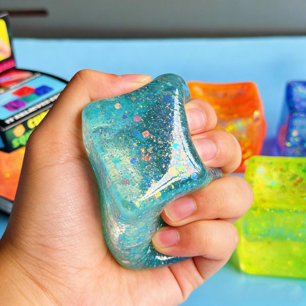 Mới Schylling Needoh Long Lanh Nice Cube Cảm Giác Fidget Giảm Căng Thẳng Squishy Cube Chống Lo Âu Bóp Đồ Chơi saixit2vn