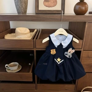 Bé Gái Thỏ Cảnh Sát Sĩ Quan Đầm Trẻ Em Judy jk Preppy Phong Cách Hoa Bud Áo Vest Đầm Mùa Hè 2026 Phong Cách Mới Đầm Công Chúa