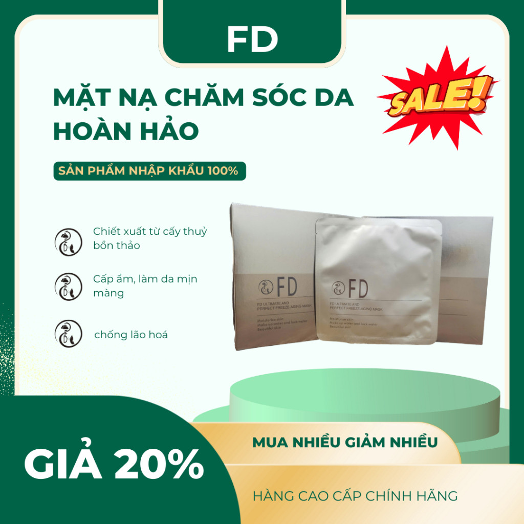 Mặt Nạ Chống Lão Hóa FD.Dưỡng Trắng, Cấp Ẩm, Mờ Thâm với Collagen Tự Nhiên (Hộp 5 Túi)Dịu nhẹ, không gây kích ứng