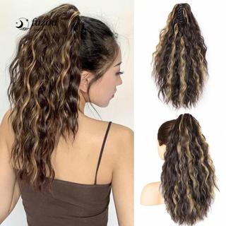 FUJIOU Móng Vuốt Kẹp Tóc Giả Đuôi Ngựa, Ngô Perm Đuôi Ngựa Nối Dài Sóng Xoăn Đuôi Ngựa, Phụ Kiện Tóc Dây Rút Lông Tơ Tự Nhiên Đuôi Ngựa Tóc Giả Cho Nữ