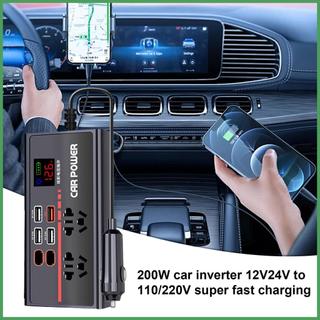 Biến tần ô tô Bộ chuyển đổi hiệu quả cao để sạc nhanh tự động USB 12V hoặc 24V DC sang 110V hoặc 220V AC Power caudeyvn