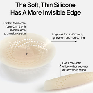 Miếng che đầu ti vô hình Brelira, thoáng khí, làm bằng silicon, có thể tái sử dụng, không đường may, thoải mái, không cần dây đeo.