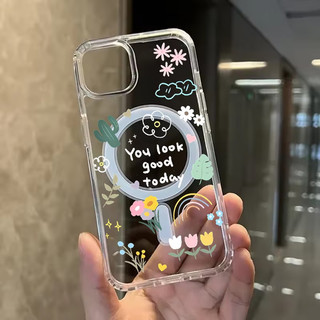 Ốp điện thoại chống sốc 17pro họa tiết xương rồng cầu vồng có thể so sánh cho iPhone 17promax 16pro 16plus 15promax 14pro Vỏ 14plus 15plus 16plus