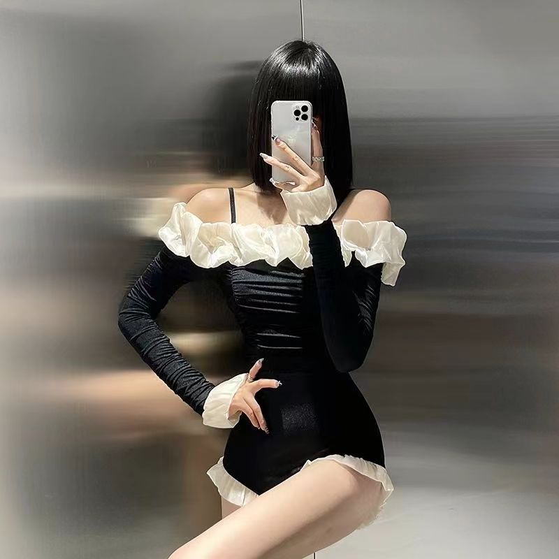 Đồ bơi một vai ren dài tay phong cách Hàn Quốc thời trang
