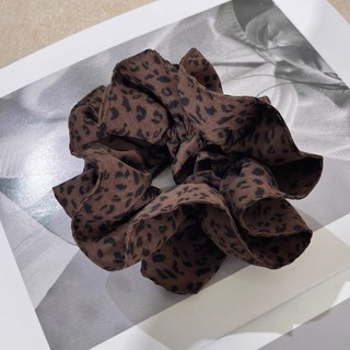 Dây buộc tóc retro da báo scrunchy cao su đầu hoa, phong cách mới cho thu đông
