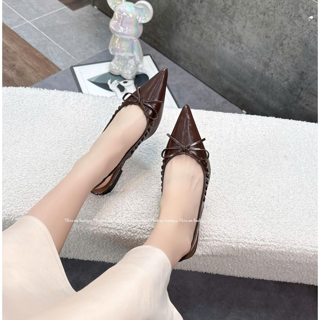 [Thảo Em - SBN223] Sục bệt nữ nhọn quảng châu nơ nhỏ có quai sau, đế bệt 1-2p [Có Sẵn]