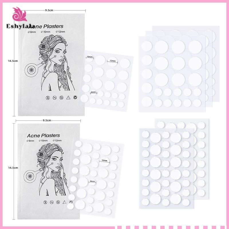 Eshylala 24 / 36 Miếng Dán Miếng Dán Mụn Hydrocolloid Miếng Dán Hình Dạng Chống Thấm Nước Màu Trắng Tròn Điểm Điều Trị Mụn Miếng Dán Che Khuyết Điểm [MỚI]