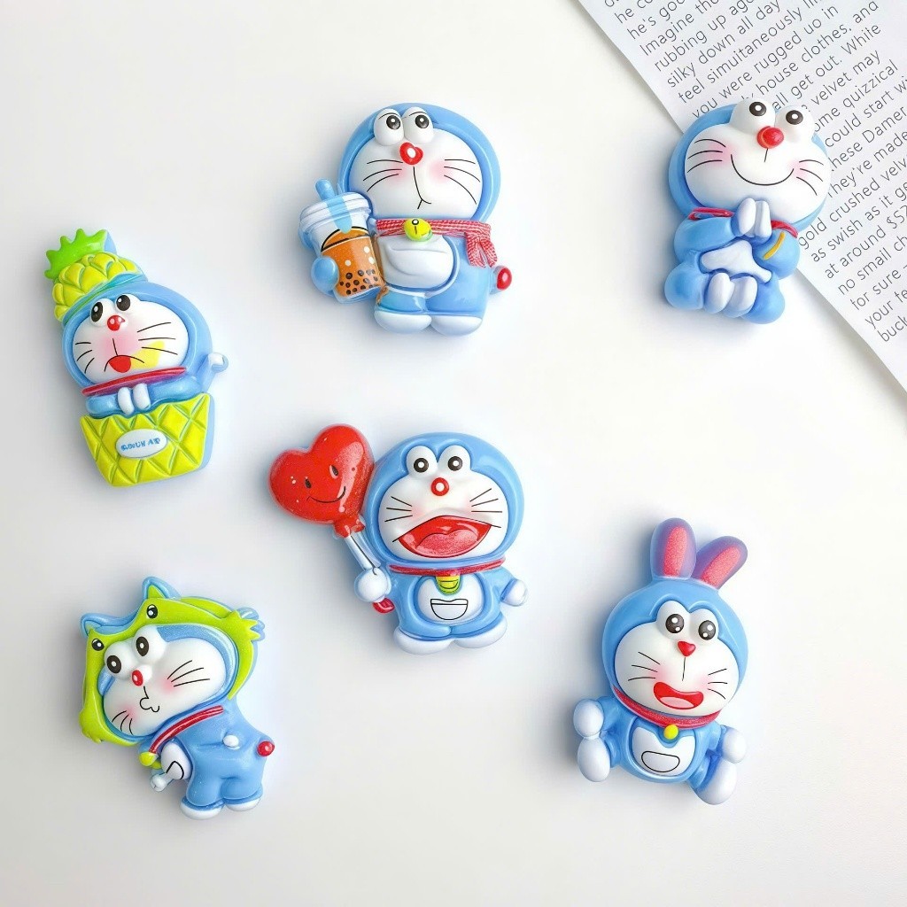 Set Charm Mèo Máy Doraemon xanh Cosplay Cute – 6 Charm Kawaii Trang Trí Dép Hot Trend