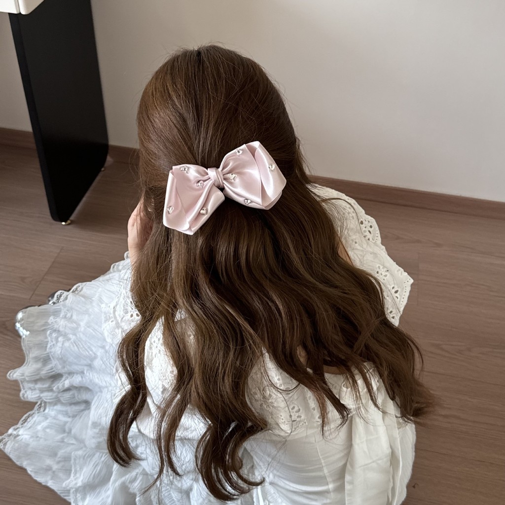 Kẹp tóc nơ Satin thanh lịch Kẹp tóc nữ mùa xuân