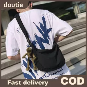 Túi đeo chéo vải Canvas doutie Dung tích lớn Phong cách đường phố Hip-Hop dành cho cả nam và nữ VN