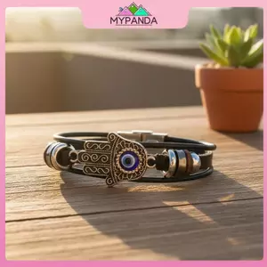 Vòng tay da thật Palm Devil's Eye - Phụ kiện thời trang cho nam và nữ, quà tặng độc đáo.