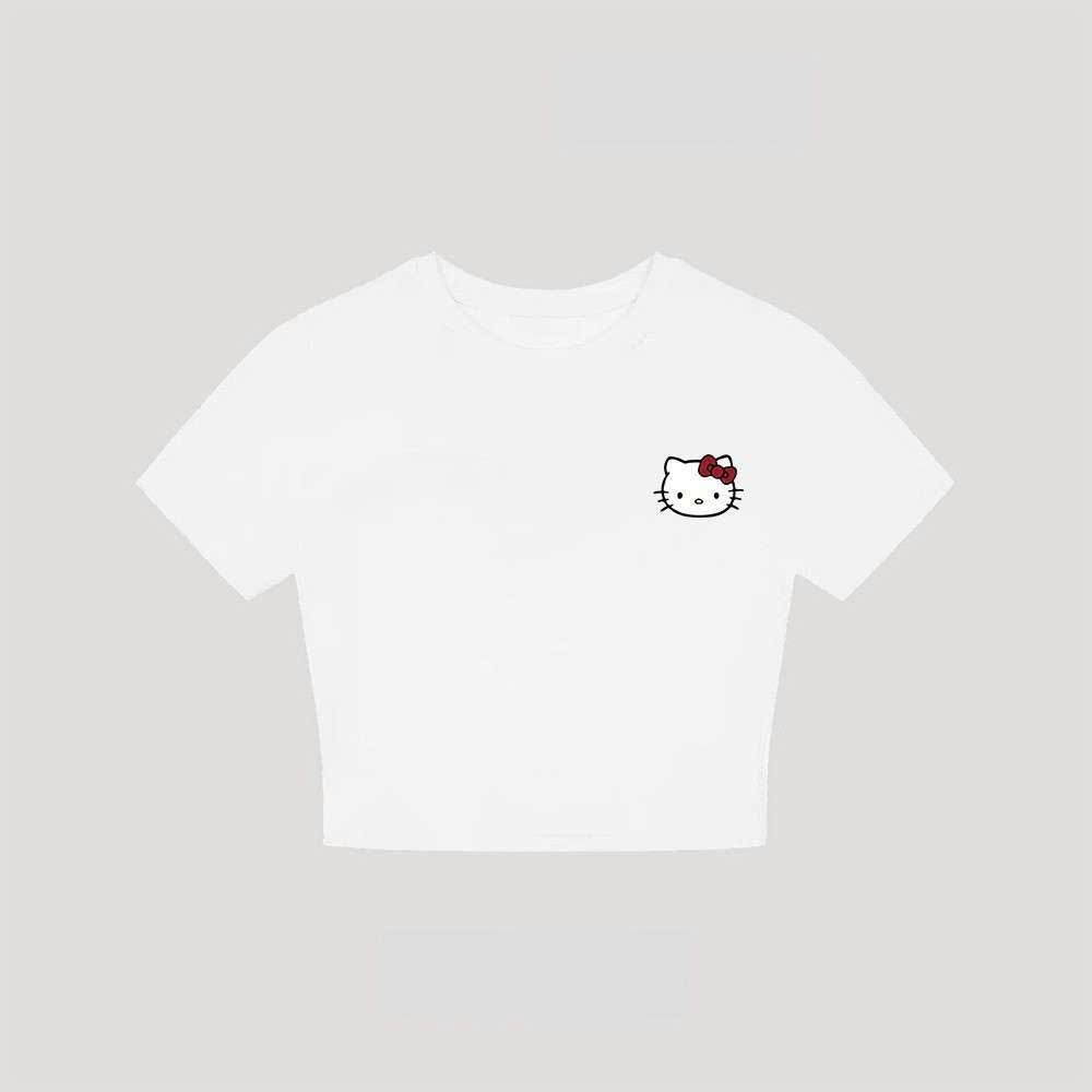 (Mở Bán) Áo Thun croptop hottrend chất tăm lạnh  ,tôn dáng-in mèo nguuc kiti-thoitragthuba