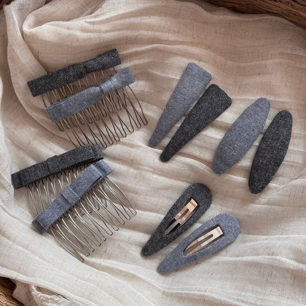 Kẹp tóc vải Denim Hàn Quốc Kẹp tóc nữ