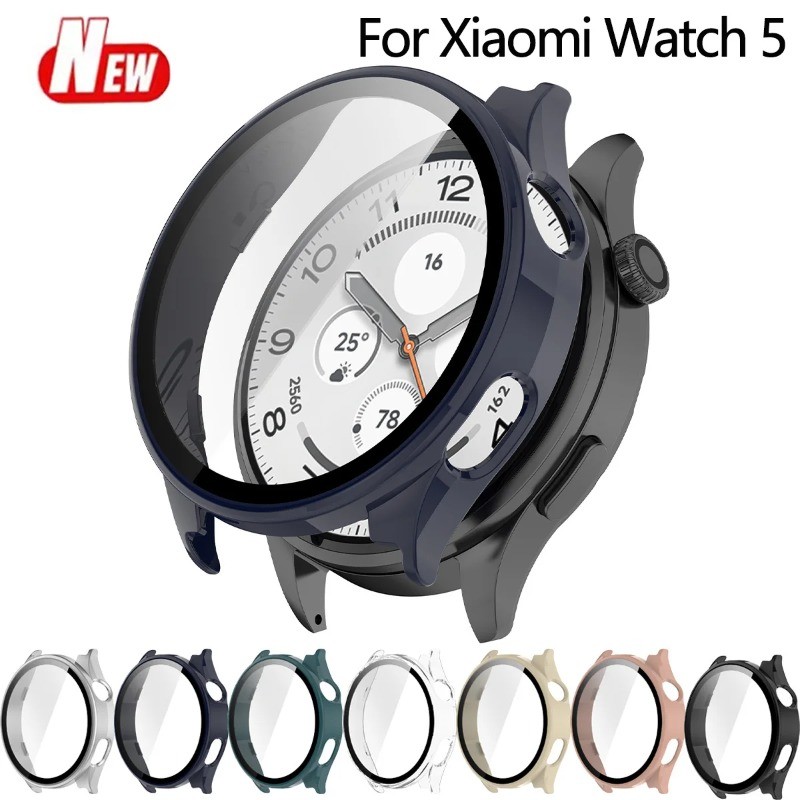 Ốp Đồng Hồ Cho Xiaomi Watch5 PC Case + Kính Cường Lực Bảo Vệ Màn Hình Cho Xiaomi Watch 5 Vỏ Cứng Ốp Lưng Khung