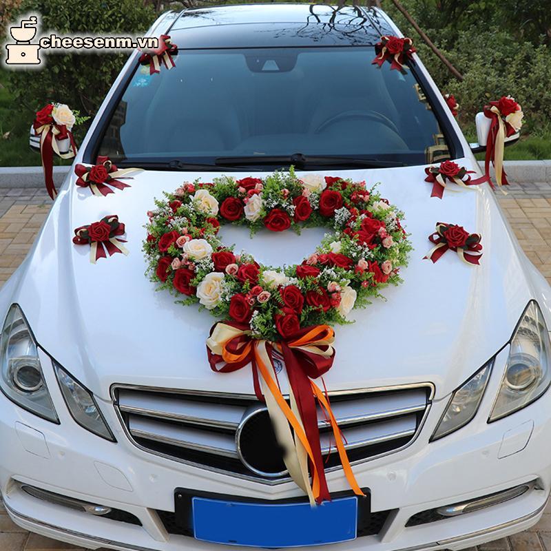 Cheenm Sáng Tạo Đám Cưới Xe Trang Trí Hoa Tay Nắm Cửa Gương Chiếu Hậu Trang Trí Nhân Tạo Hoa Phụ Kiện Hôn Nhân Đạo Cụ Quà Tặng VN
