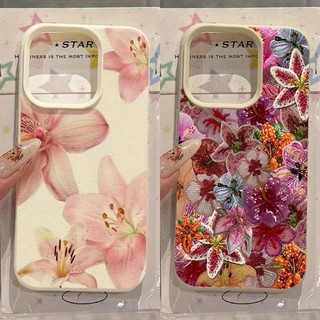 Ốp Điện Thoại Di Động Cho Iphone 17 Pro Max 16 15 14 13 Pro Max 15 Plus 16E 17 Vỏ Không Khí Hoa Hồng Dễ Thương Hoa Văn Lichee Thời Trang Chống Sốc Da PU Mờ Màu Kẹo Mềm Mại