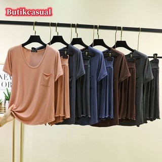 Phụ Nữ Modal Áo Quần Short Bộ plus Kích Thước Túi Ngắn Tay Áo Cao Cấp Quần Short Mùa Hè Rời Nhà Phù Hợp Với M 6XL