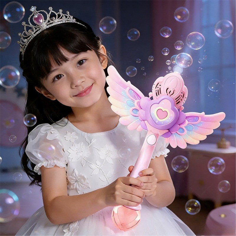 【SKISOPGO】Gậy công chúa,Đồ Chơi Gậy Phép Thuật Thổi Bong Bóng Cầm Tay,Ánh Sáng Rực Rỡ,Quà cho bé gái, bé trai