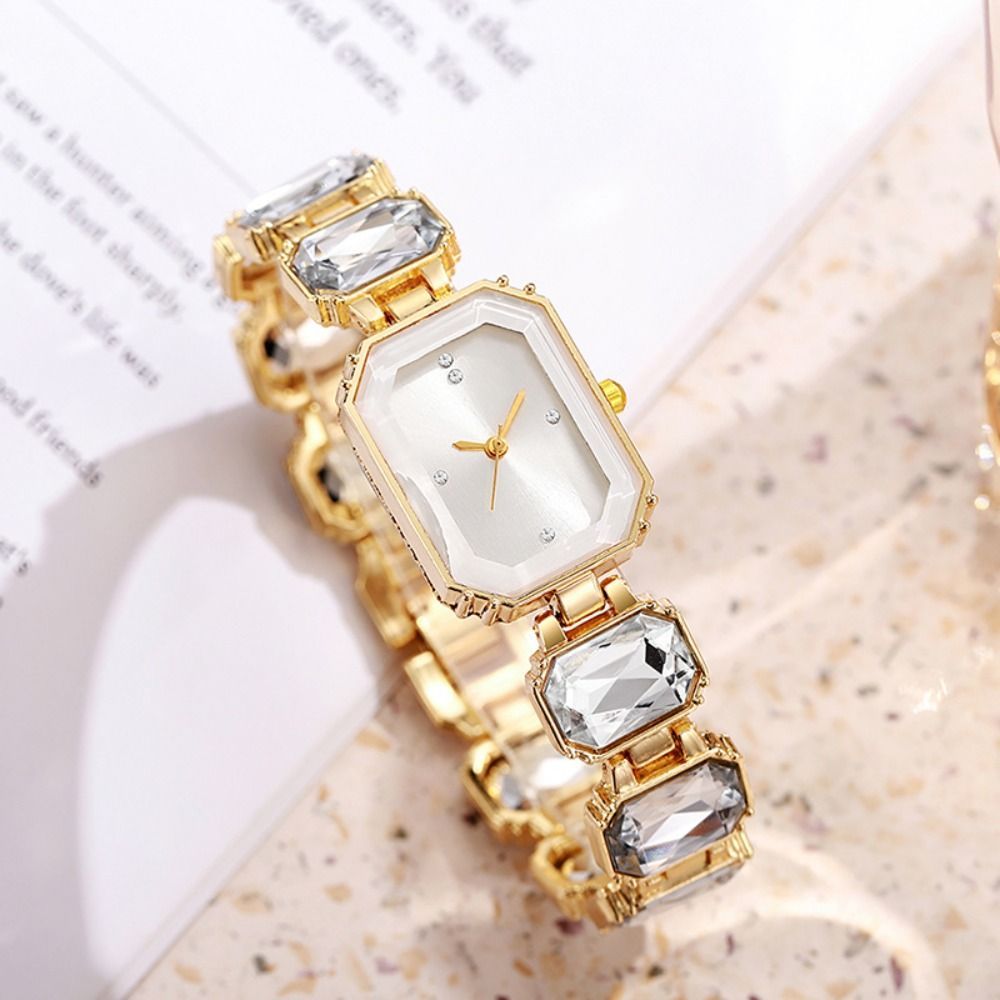 Đồng hồ hình vuông STABFOAM, Dây đeo đồng hồ đính kim cương giả Đồng hồ thạch anh, Thời trang có vòng đeo tay có thể điều chỉnh Quà tặng đồng hồ đeo tay nữ