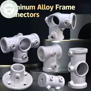 PUSKY Hợp Kim Nhôm Kết Nối Khuỷu Tay Tee Đế Phẳng Ba Chiều Lắp Kết Nối Dây 20 / 25 Mm Ống Thép Kệ Phần VN