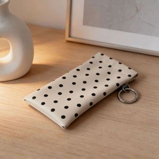 PLANED Hộp Đựng Kính Tự Động Đóng, Hộp Kính Di Động Kẹp Chấm Bi, Có Móc Khóa, Phong Cách Hàn Quốc, Túi Da Đóng Nam Châm, Phụ Kiện Nữ
