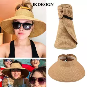 JKDESIGN Mũ chống nắng nữ vành rộng mùa hè Mũ rơm cầm tay
