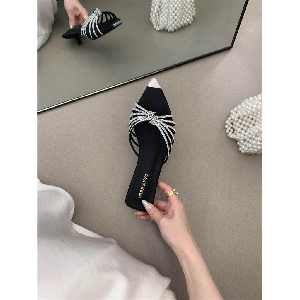 TT Gợi Cảm Flip-Flops Nữ Xuân Hè Stiletto Thấp Gót Nhọn Mũi Mở Kỳ Nghỉ Không Mệt Mỏi Chân Dép