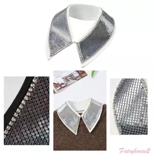 Heavy Duty Jeweled Half Shirt Collar False Collar Crystal Lapel Half Shirt Collar