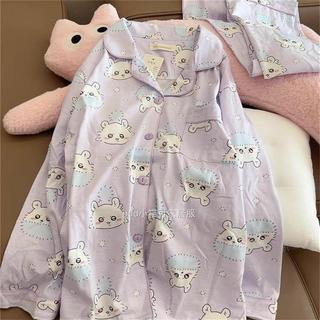 Sóc Bay Moga Chiikawa Bộ Đồ Ngủ Nữ Mùa Xuân Dài Tay Quần Chiikawa Sinh Viên Homewear Phù Hợp Với Sóc Bay Moga Chiikawa Bộ Đồ Ngủ Nữ Mùa Xuân Quần Dài Tay Chiikawa Sinh Viên Homewear