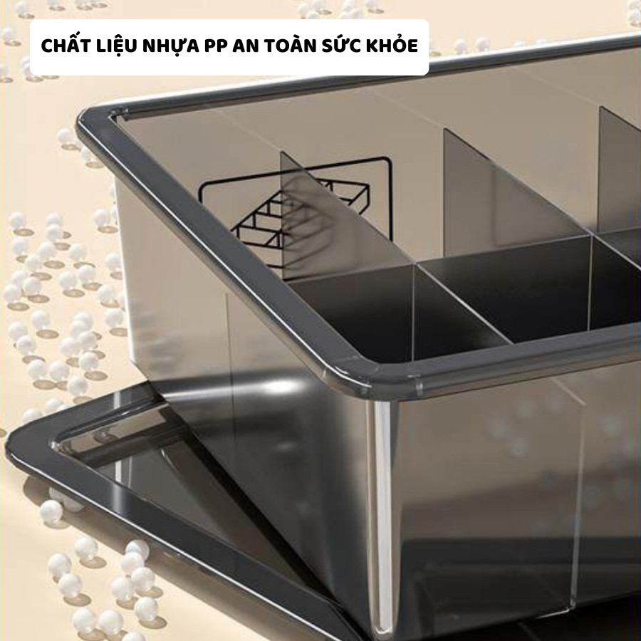 Hộp Nhựa Có Nắp Đựng Đồ Lót ENODA HOME, Hộp Nhựa Trong Suốt Chia Ngăn Đựng Tất Vớ, Quần Áo Lót P800
